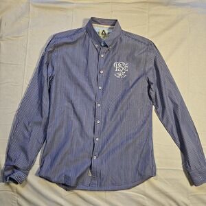 Vtg Authentic Gaastra Button Down Shirt, Blue Striped Men's Shirt Size Large